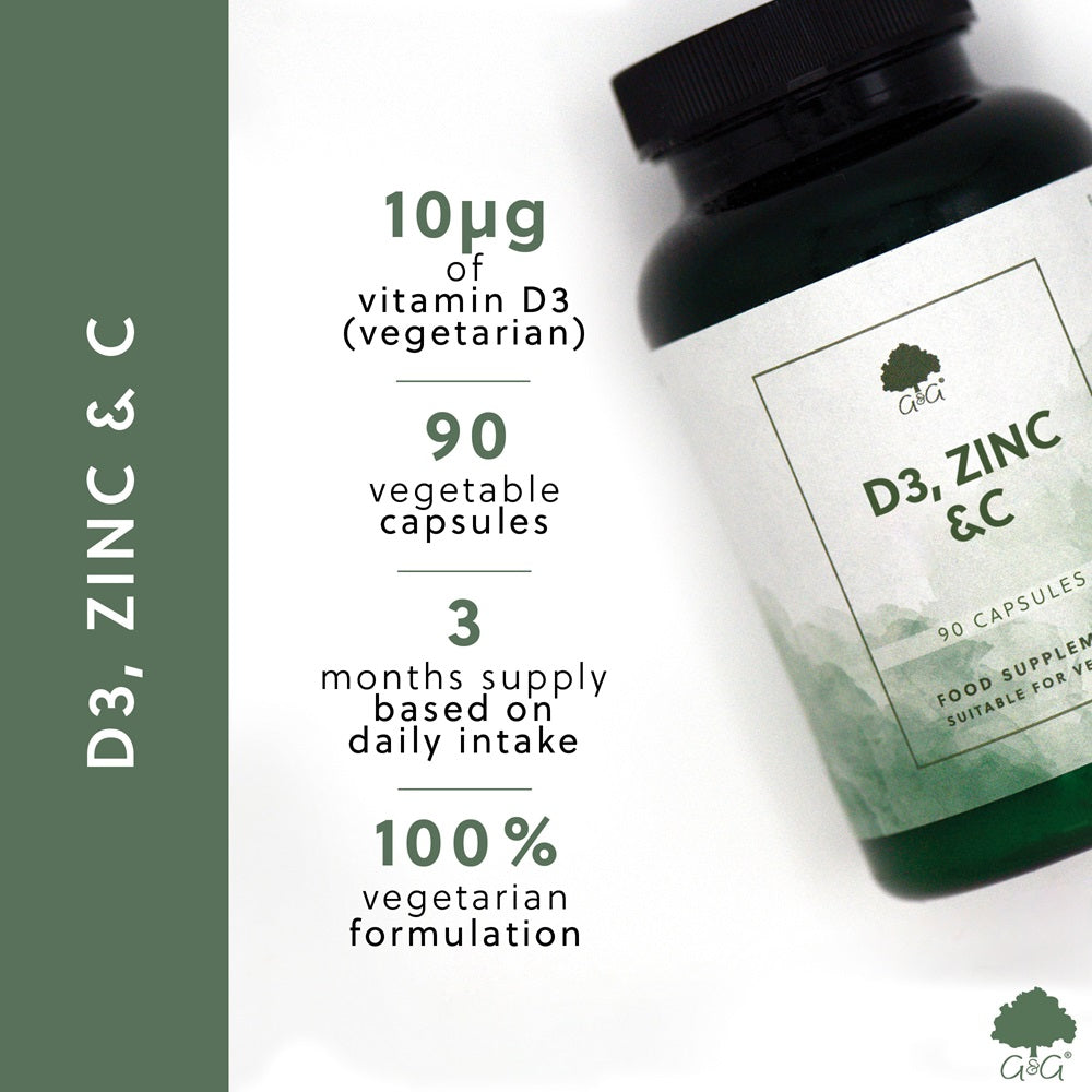 G&G Vitamins - D3, Zinc & C - 90 Capsules