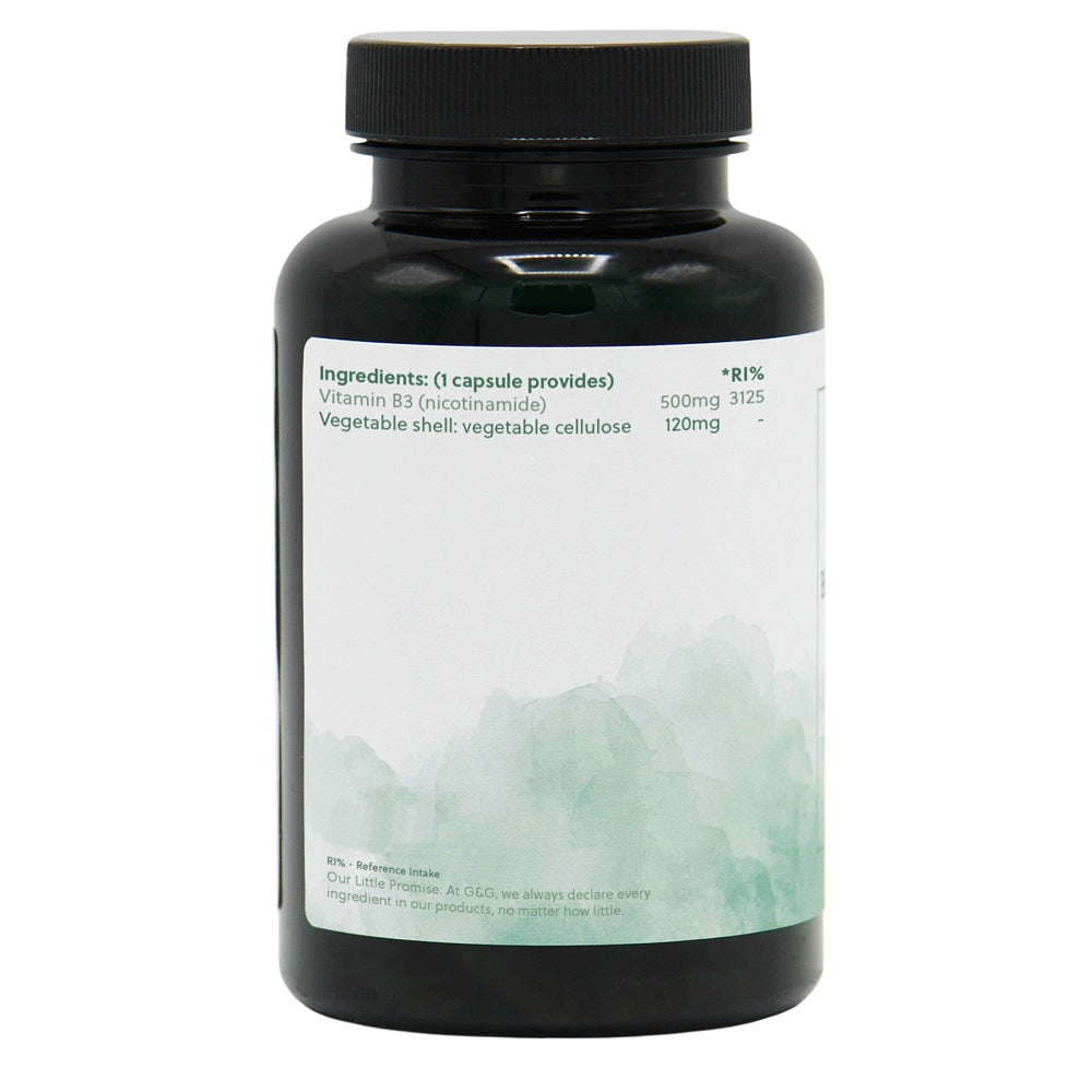 G&G Vitamins - Vitamin B3 Nicotinamide 500mg - 120 Vegan Capsules