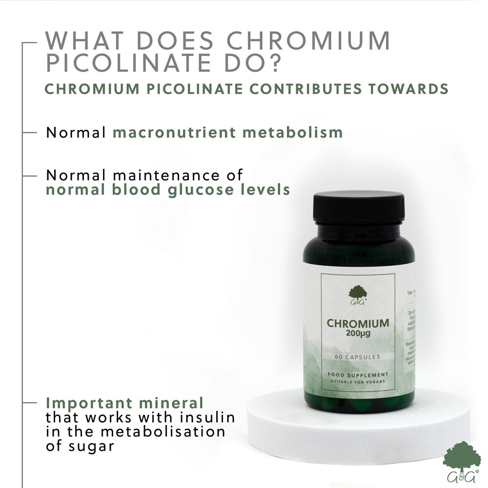 G&G Vitamins - Chromium Picolinate 200mcg - 60 Vegan Capsules
