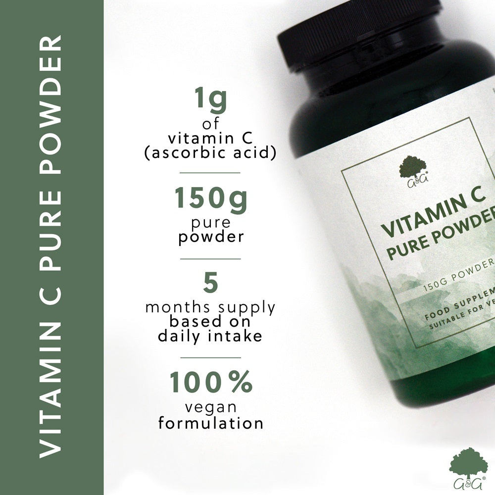 G&G Vitamins - Vitamin C Pure Powder - 150g Vegan Powder