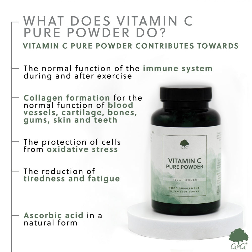 G&G Vitamins - Vitamin C Pure Powder - 150g Vegan Powder