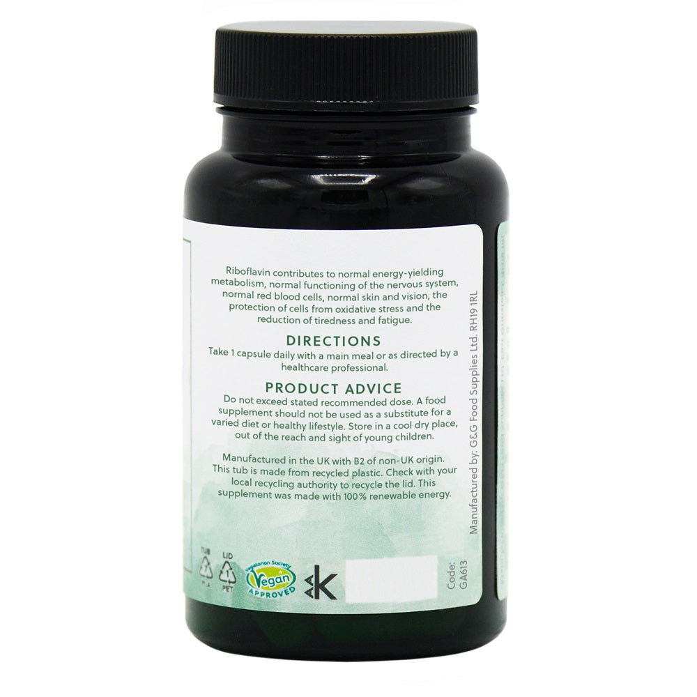 G&G Vitamins - Vitamin B2 Riboflavin 50mg - 120 Vegan Capsules