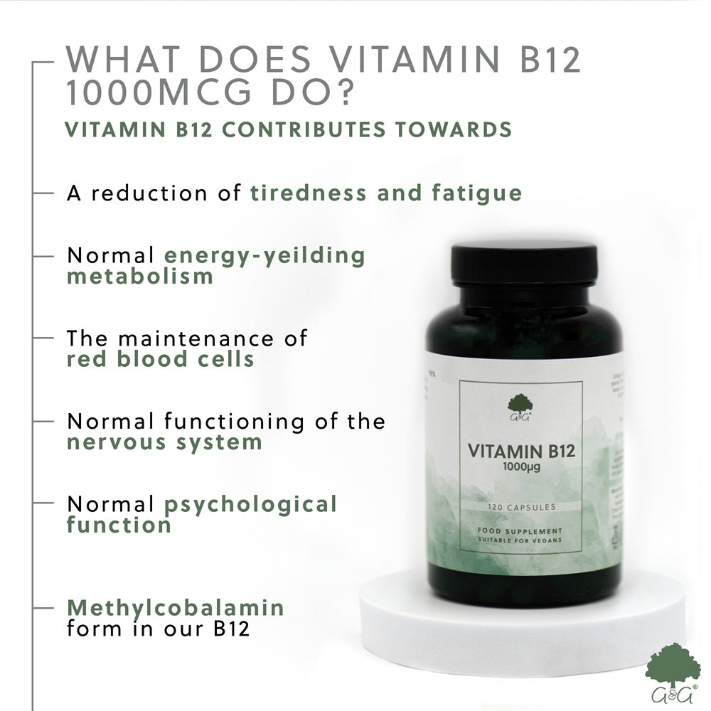 G&G Vitamins - Vitamin B12 1000mcg - 120 Vegan Capsules