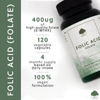 G&G Vitamins - Folic Acid (Folate) 400µg - 120 Vegan Capsules