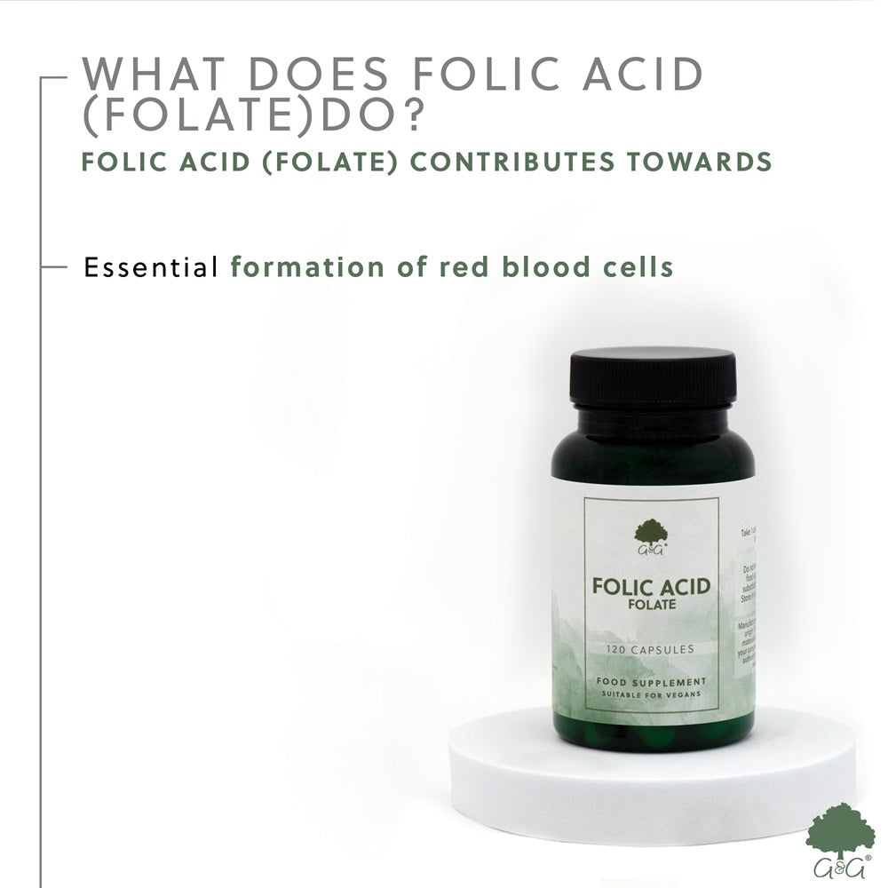 G&G Vitamins - Folic Acid (Folate) 400µg - 120 Vegan Capsules