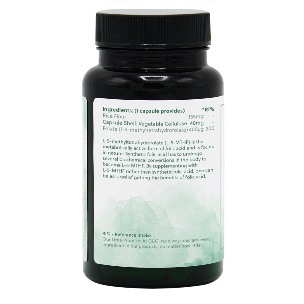 G&G Vitamins - Folic Acid (Folate) 400µg - 120 Vegan Capsules