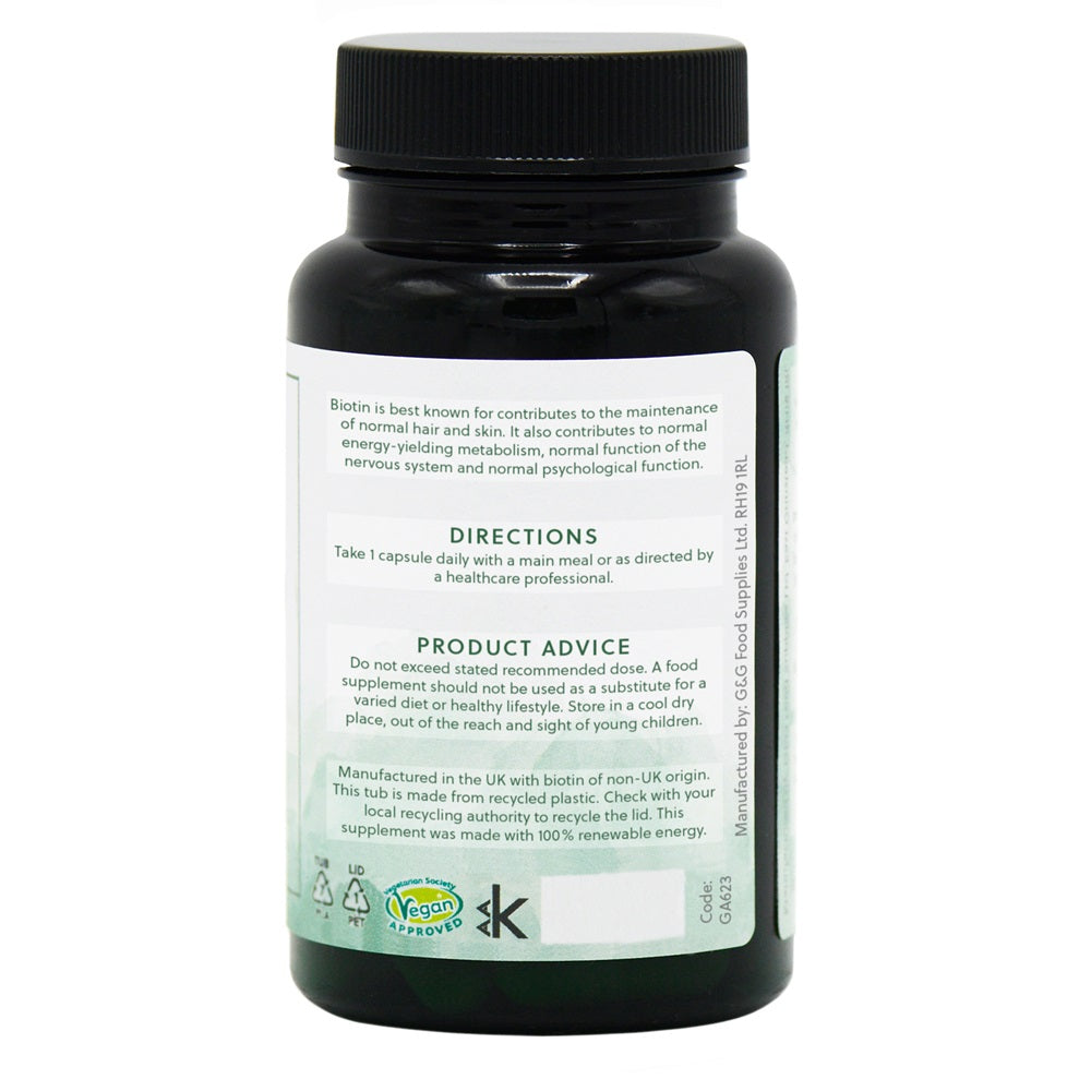 G&G Vitamins - Biotin 500mcg - 120 Vegan Capsules