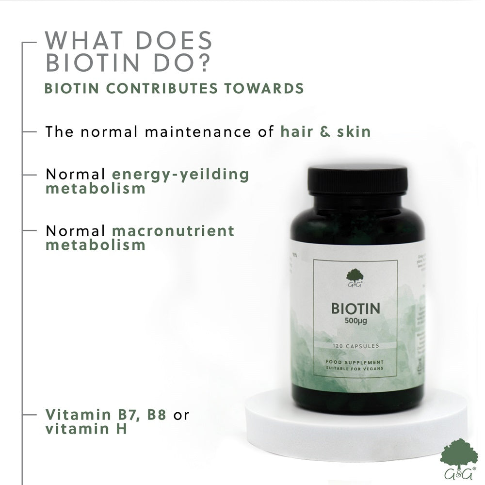 G&G Vitamins - Biotin 500mcg - 120 Vegan Capsules