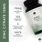G&G Vitamins - Zinc Citrate 15mg - 120 Vegan Capsules