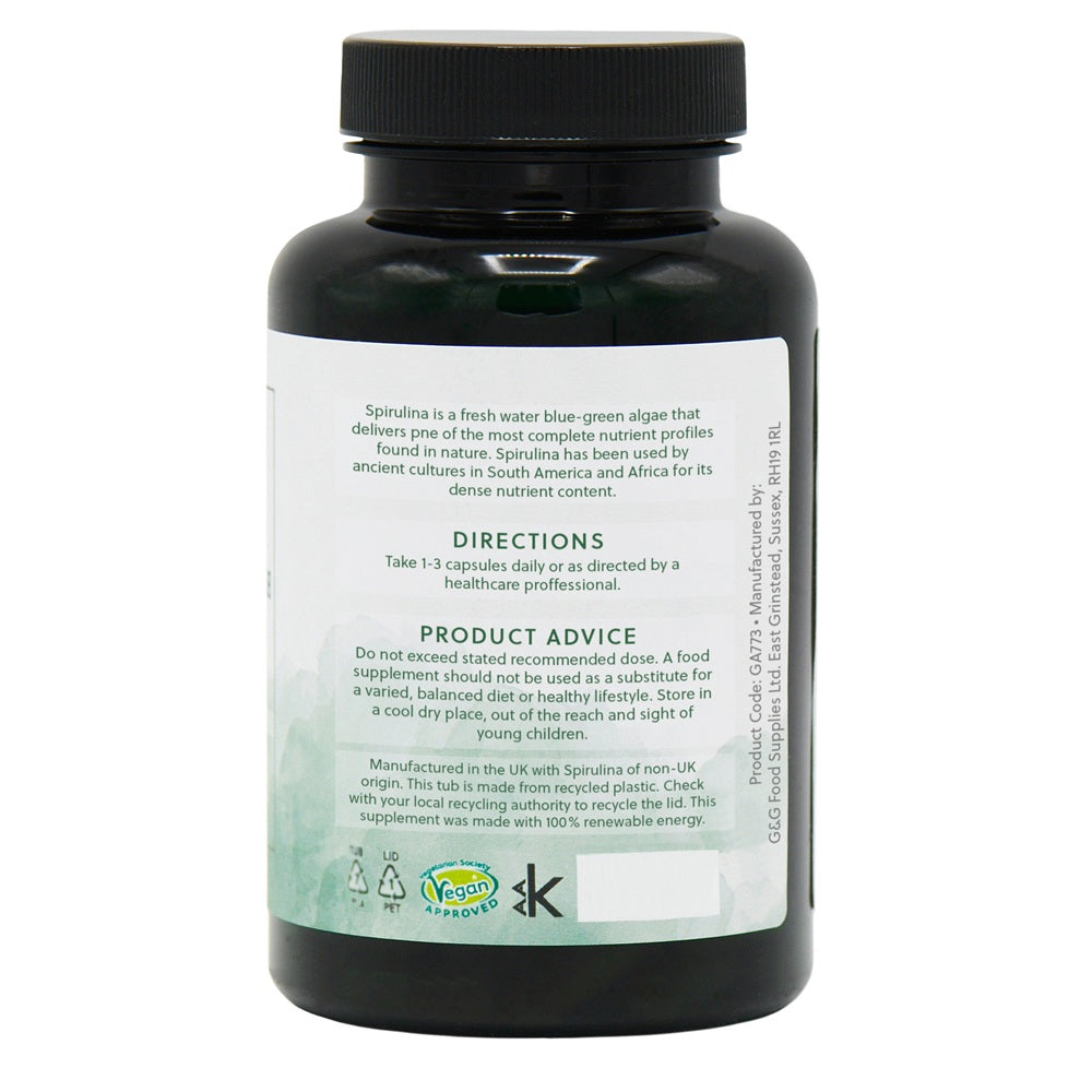 G&G Vitamins - Organic Spirulina 500mg - 120 Vegan Capsules