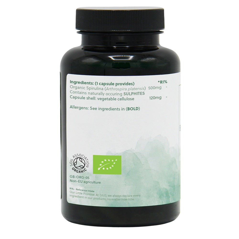 G&G Vitamins - Organic Spirulina 500mg - 120 Vegan Capsules