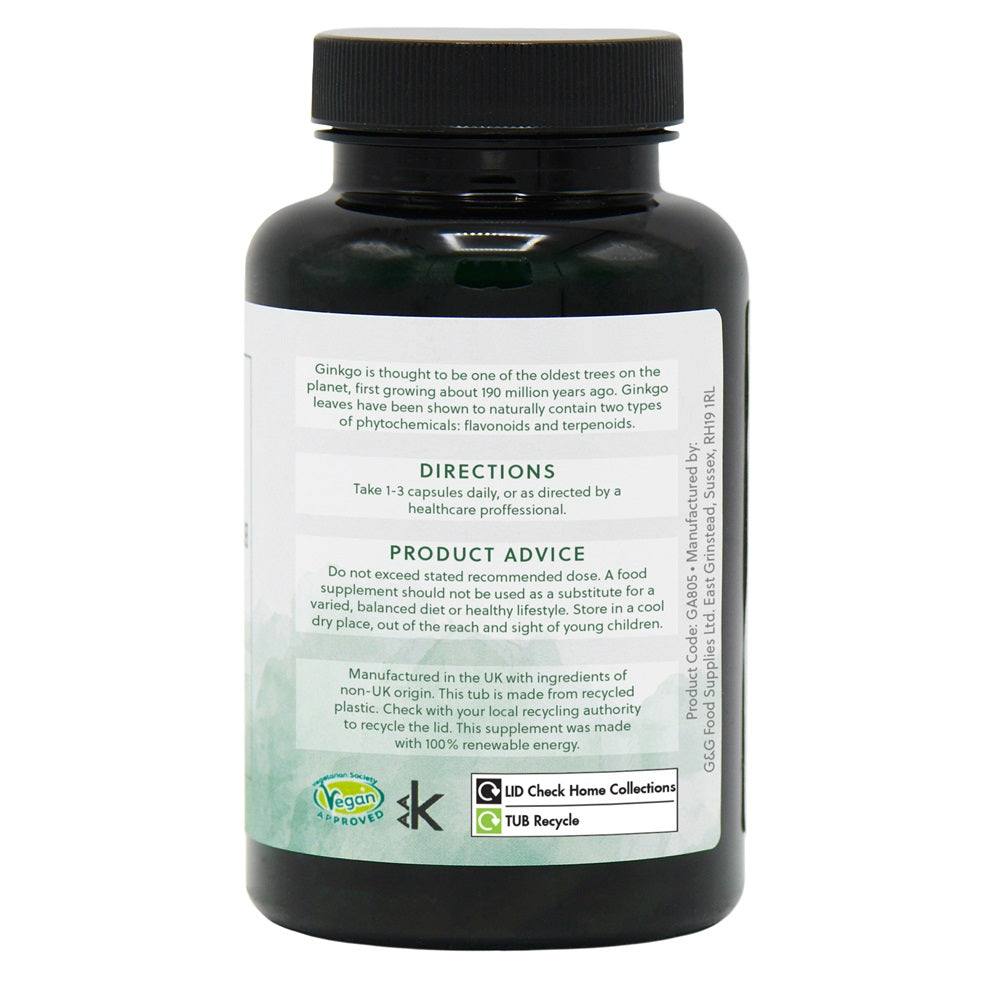 G&G Vitamins – Ginkgo Biloba – 120 Vegan Capsules