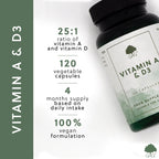 G&G Vitamins - Vitamin A & D3 Complex - 120 Vegan Capsules