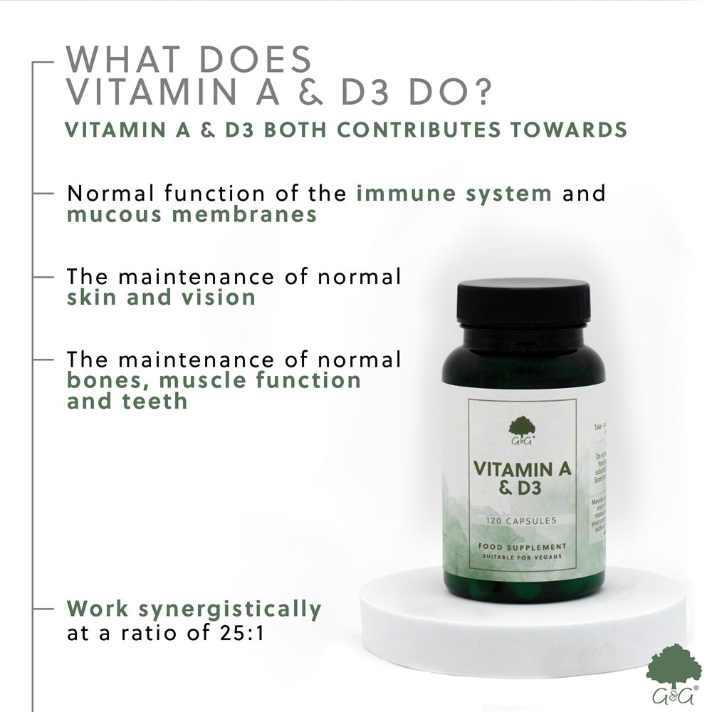 G&G Vitamins - Vitamin A & D3 Complex - 120 Vegan Capsules