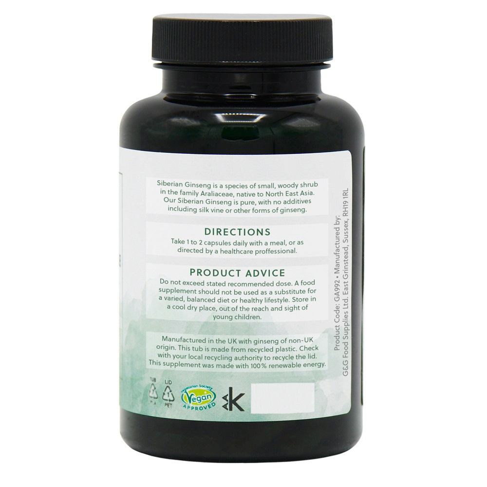 G&G Vitamins - Siberian Ginseng 400mg - 120 Vegan Capsules