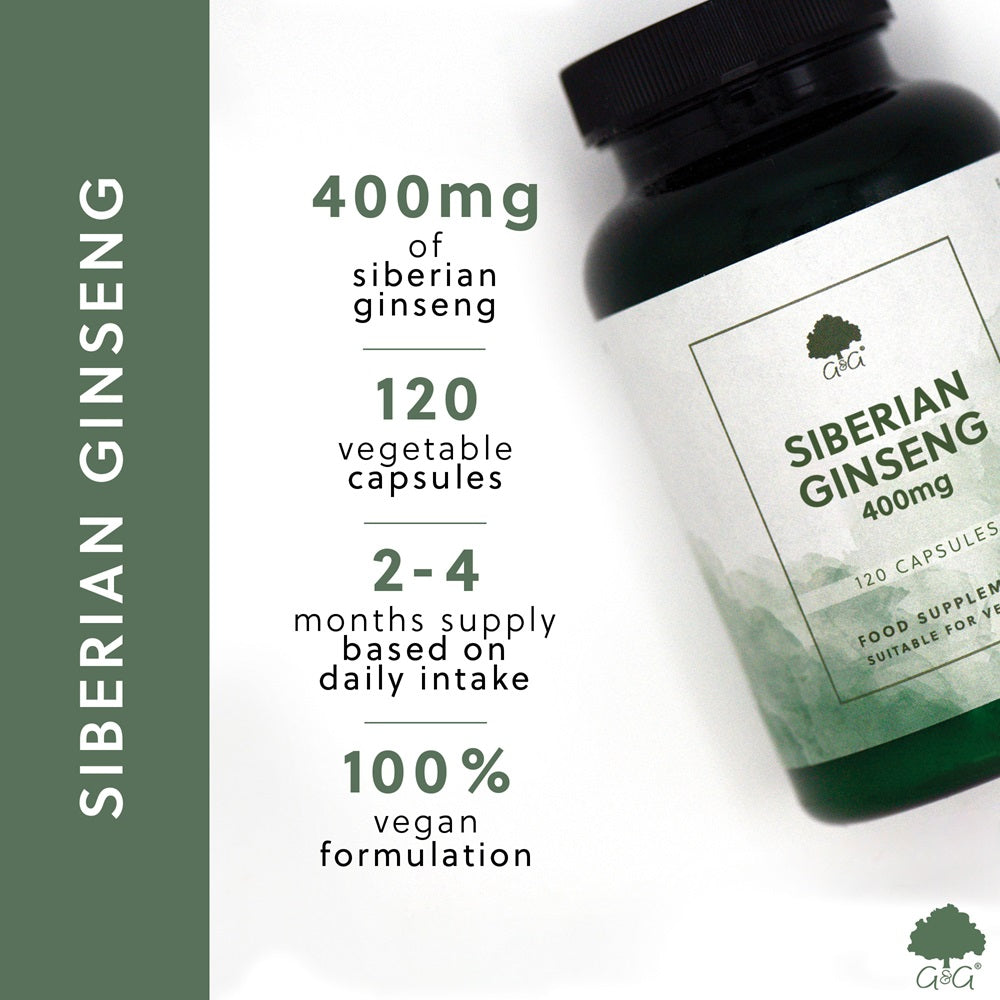 G&G Vitamins - Siberian Ginseng 400mg - 120 Vegan Capsules