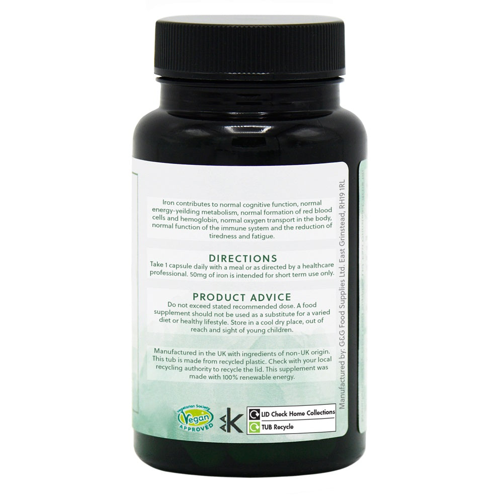 G&G Vitamins - High Strength Iron 50mg - 60 Vegan Capsules
