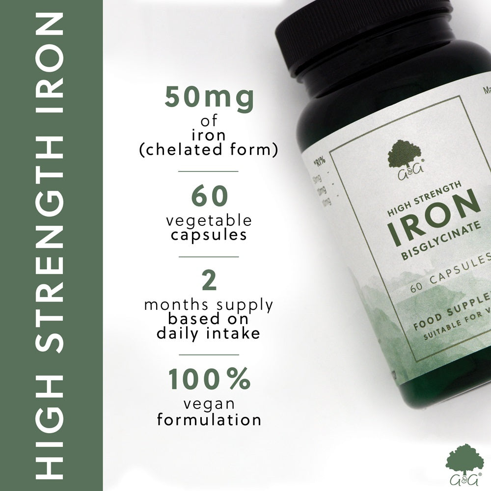 G&G Vitamins - High Strength Iron 50mg - 60 Vegan Capsules