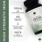 G&G Vitamins - High Strength Iron 50mg - 60 Vegan Capsules