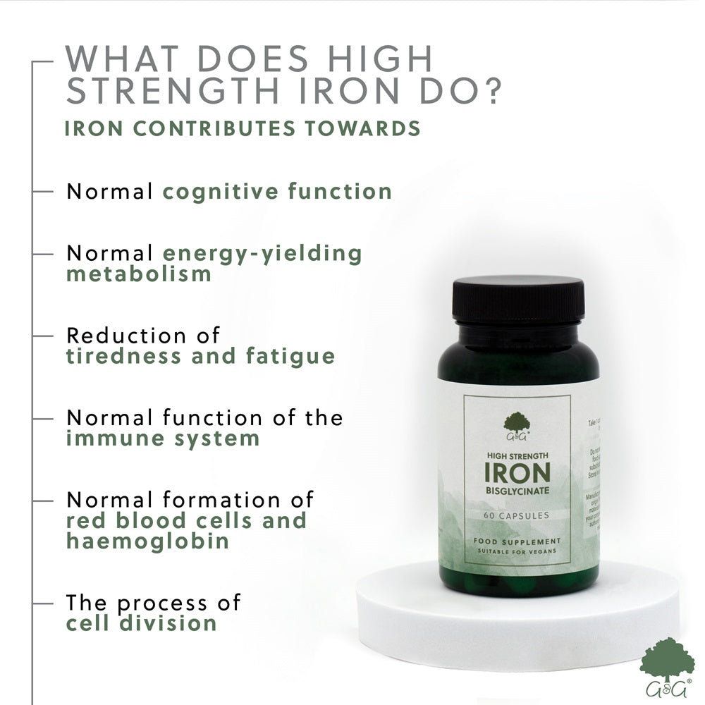 G&G Vitamins - High Strength Iron 50mg - 60 Vegan Capsules