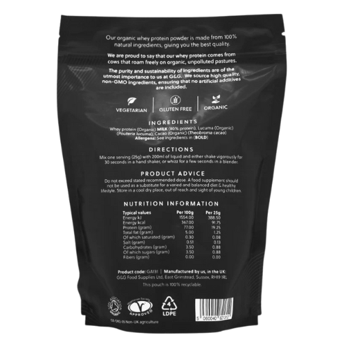 G&G Vitamins - Total Whey Organic Protein Powder - 500g Chocolate
