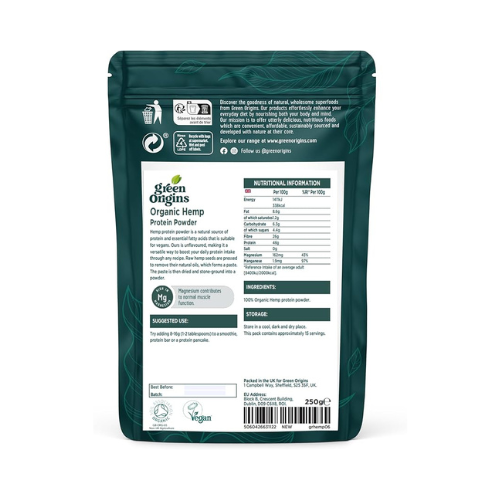Green Origins – Organic Hemp Protein Powder (Raw) – 250g