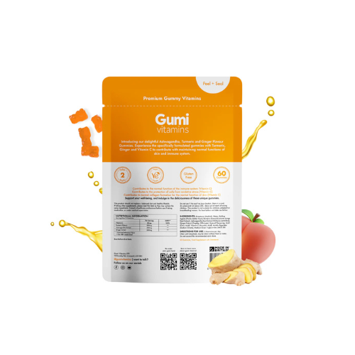 Gumi Vitamins - Defence – Ashwagandha, Turmeric & Ginger Gummies - 30 Servings (60 Gummies)