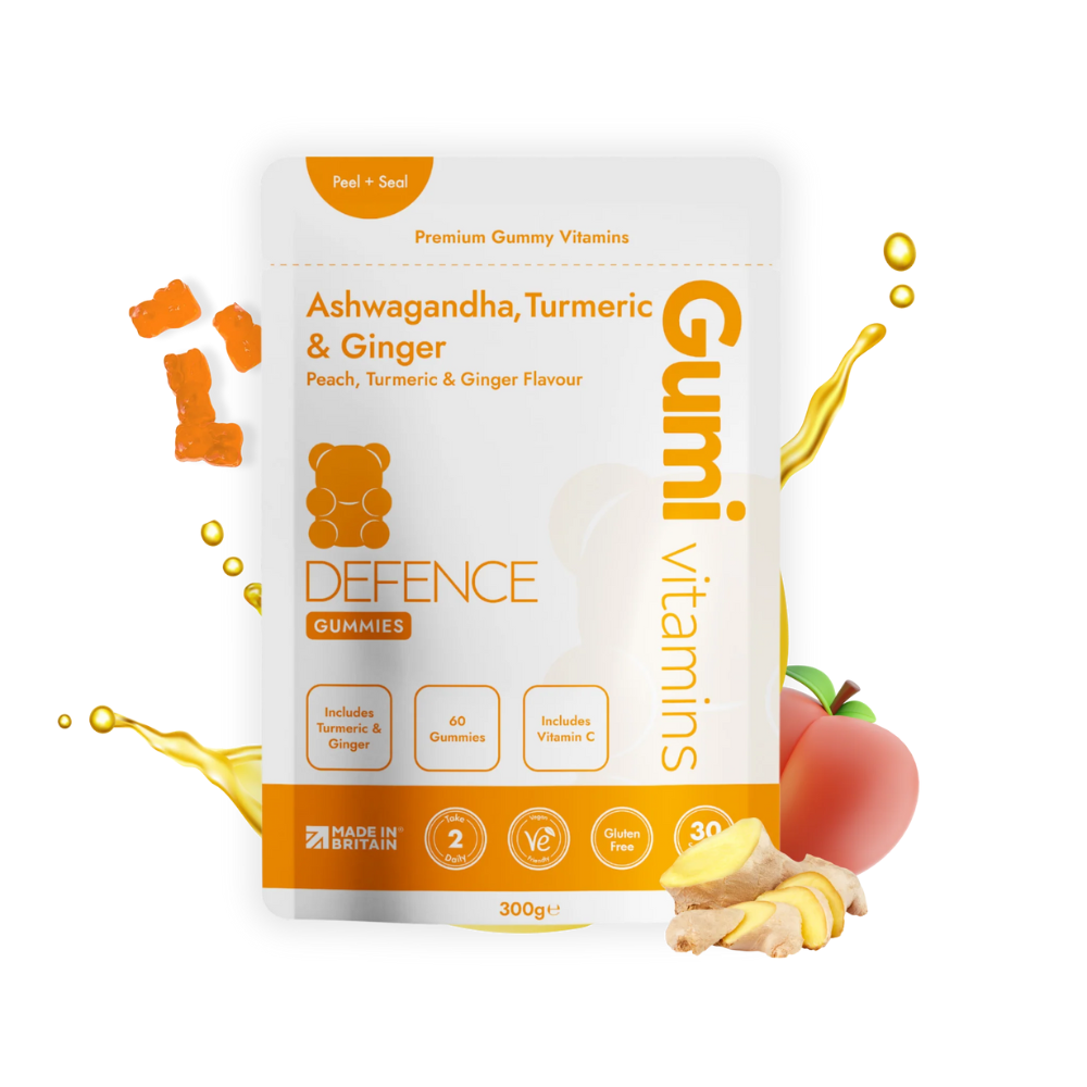 Gumi Vitamins - Defence – Ashwagandha, Turmeric & Ginger Gummies 300g - 30 Servings (60 Gummies)