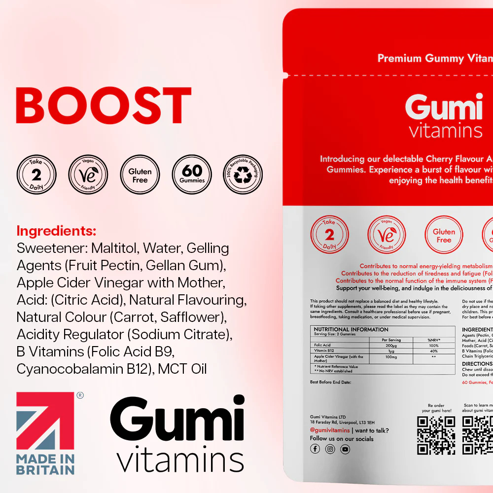 Gumi Vitamins - Detox - Apple Cider Vinegar 300g - 30 Servings (60 Gummies)