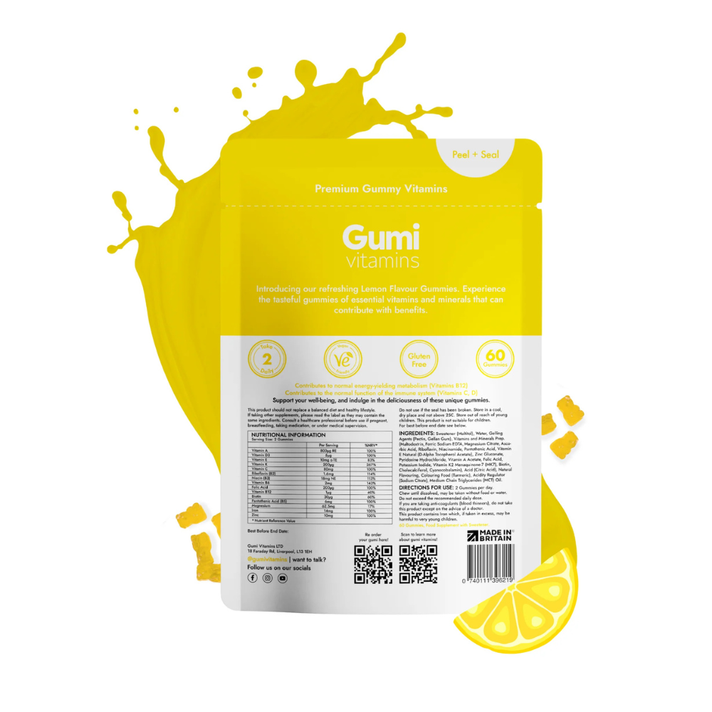 Gumi Vitamins - Vitality - Complete Multivitamin Formula 300g - 30 Servings (60 Gummies)