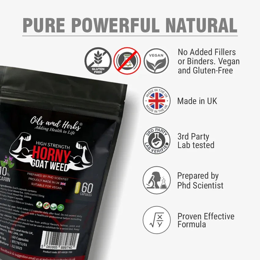 Oils & Herbs – High Strength Horny Goat Weed Supplement 6000mg - The Wellness Store®