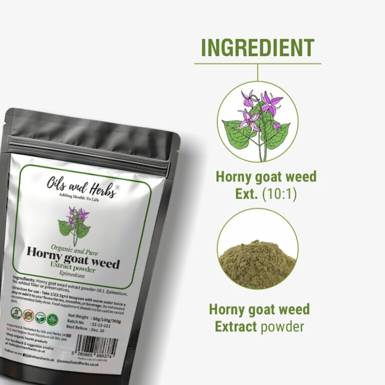 Oils & Herbs - 100% Organic Horny Goat Weed Extract Powder - 50g Powder