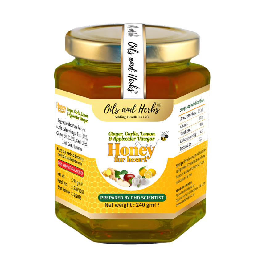 Oils & Herbs - Raw Mixed Infused Honey for Heart Care - 240g