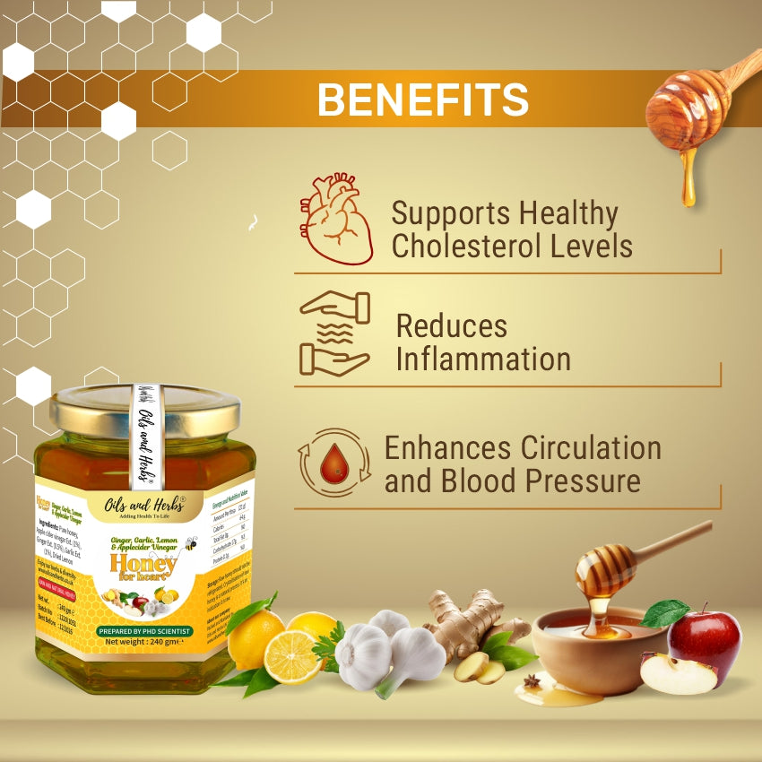 Oils & Herbs - Raw Mixed Infused Honey for Heart Care - 240g