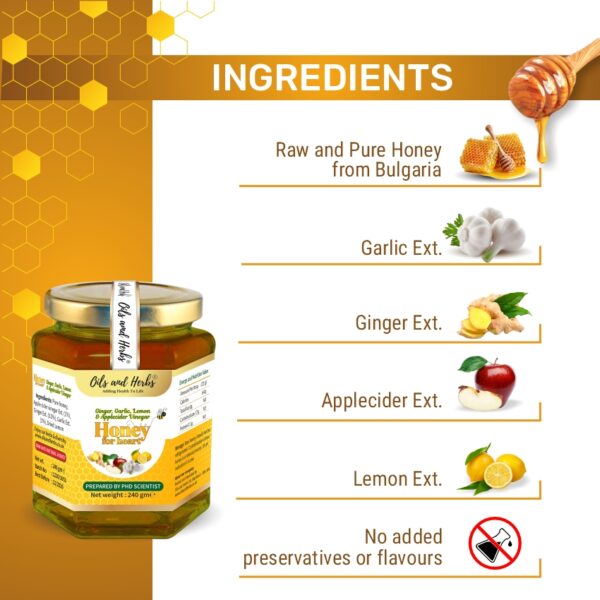 Oils & Herbs - Raw Mixed Infused Honey for Heart Care - 240g