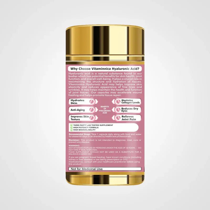 Vitaminnica Hyaluronic Acid 150mg- Natural Beauty | 60 Capsules - The Wellness Store®