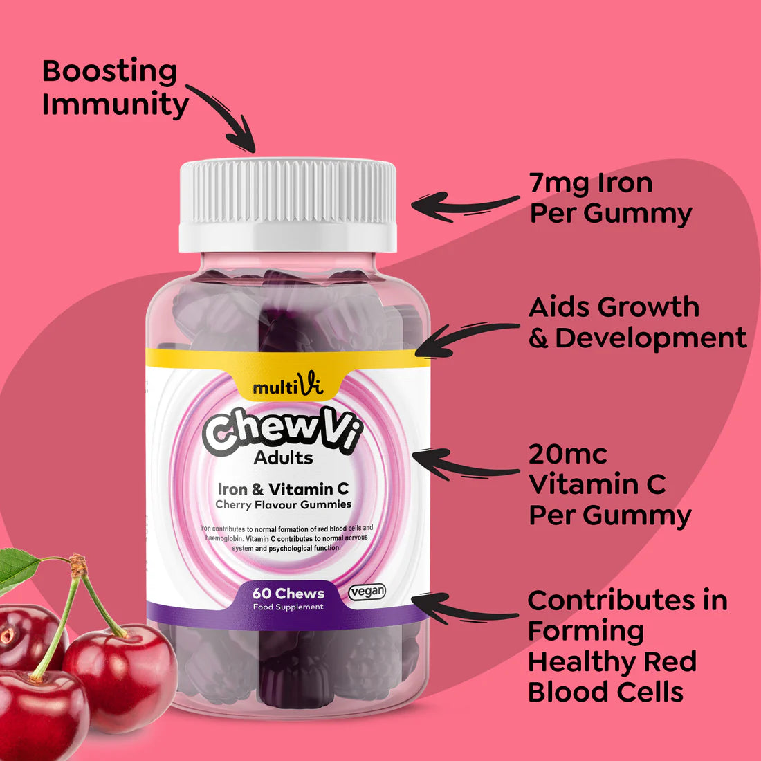 MultiVi - Iron & Vitamin C - 60 Chewable Gummies