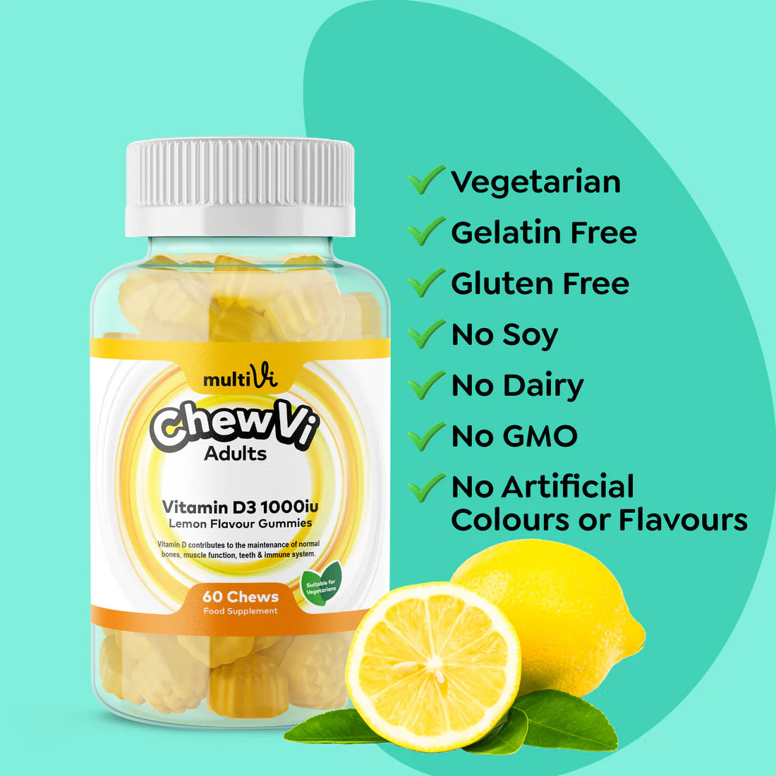 MultiVi – Vitamin D3 1000 IU – 60 Chewable Gummies