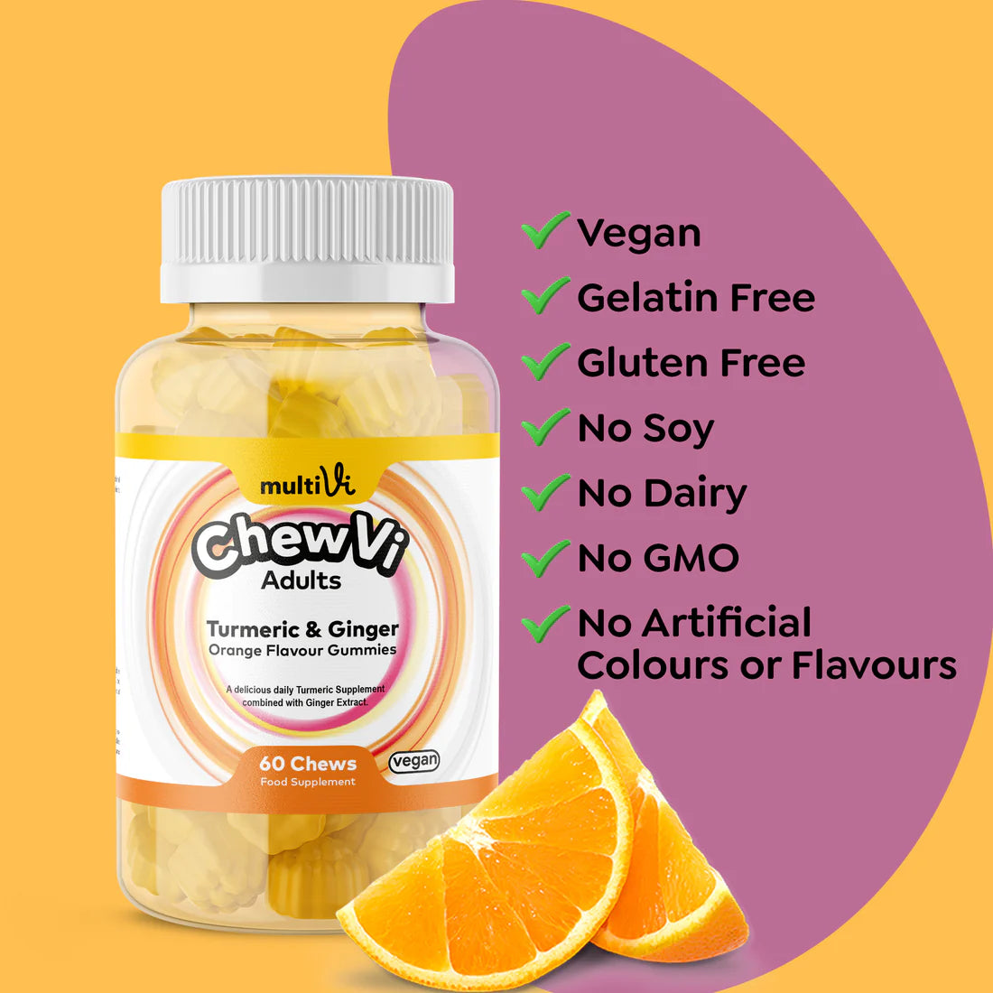 MultiVi - Turmeric & Ginger - 60 Chewable Gummies
