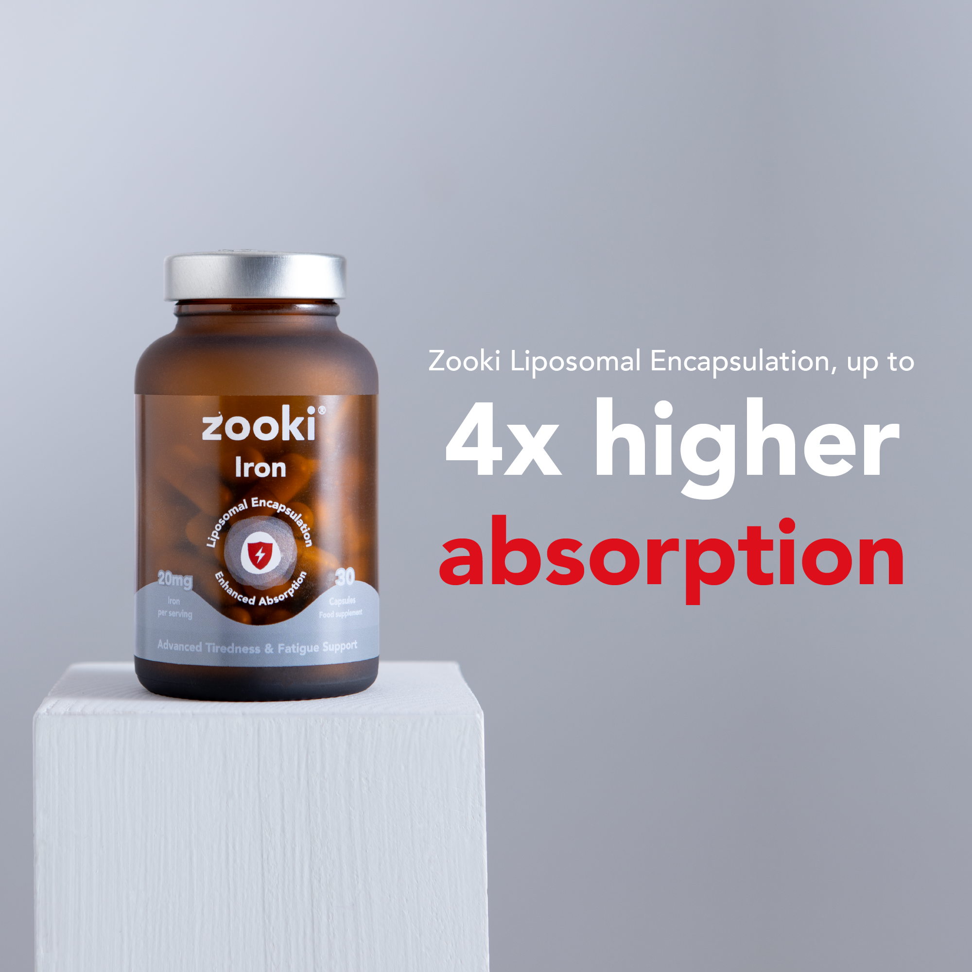 Zooki - Iron 100mg Liposomal Bisglycinate - 30 Vegan Capsules