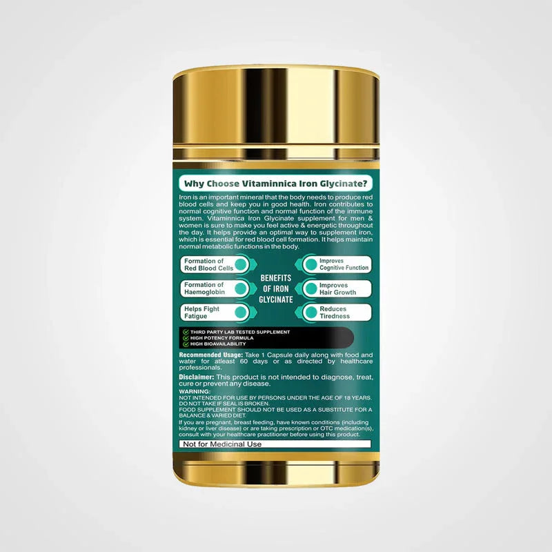Vitaminnica Iron Glycinate- 60 Capsules | Regulates Healthy Iron Levels - The Wellness Store®