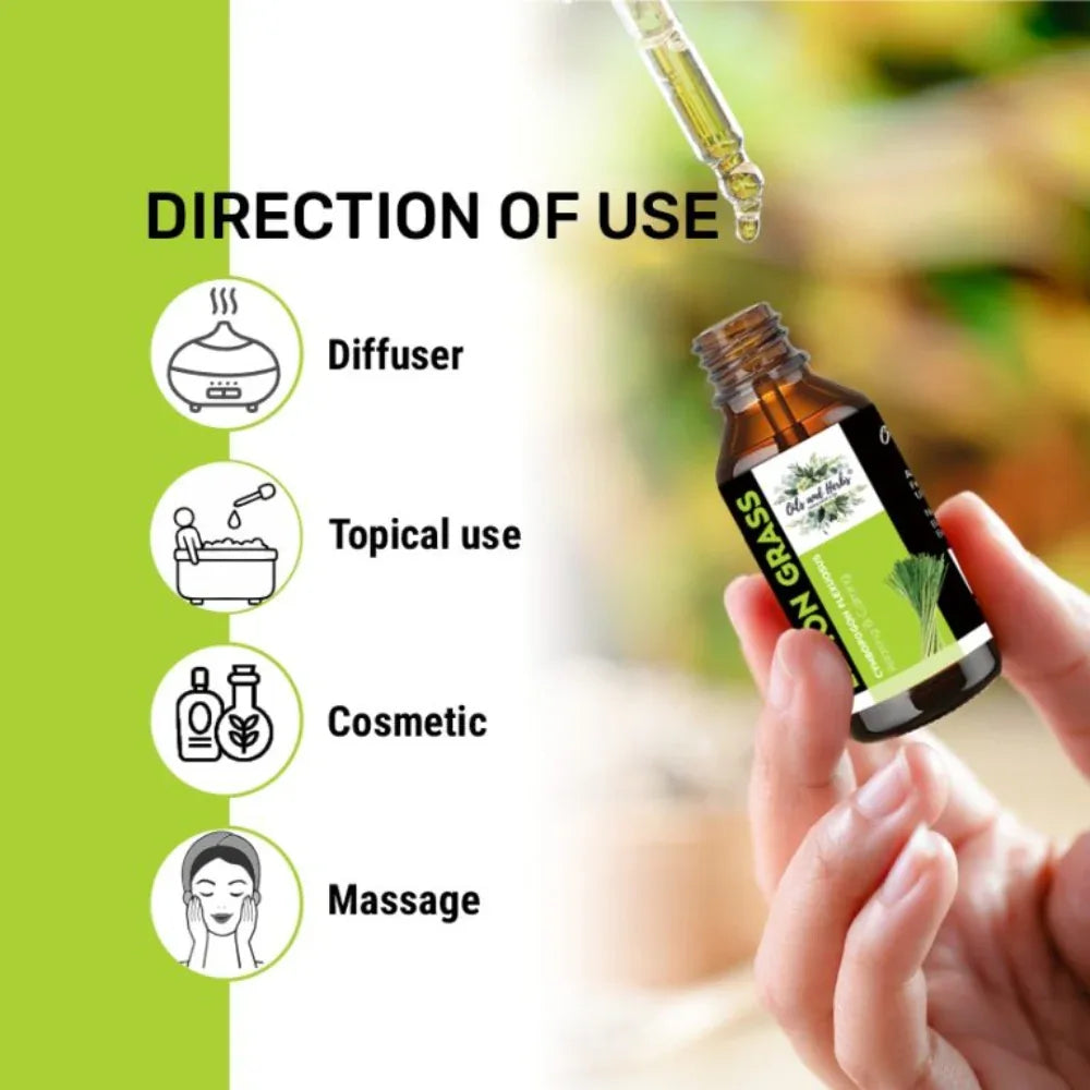 Oils & Herbs – Lemon grass essential oil – 100% Pure and Natural - The Wellness Store®