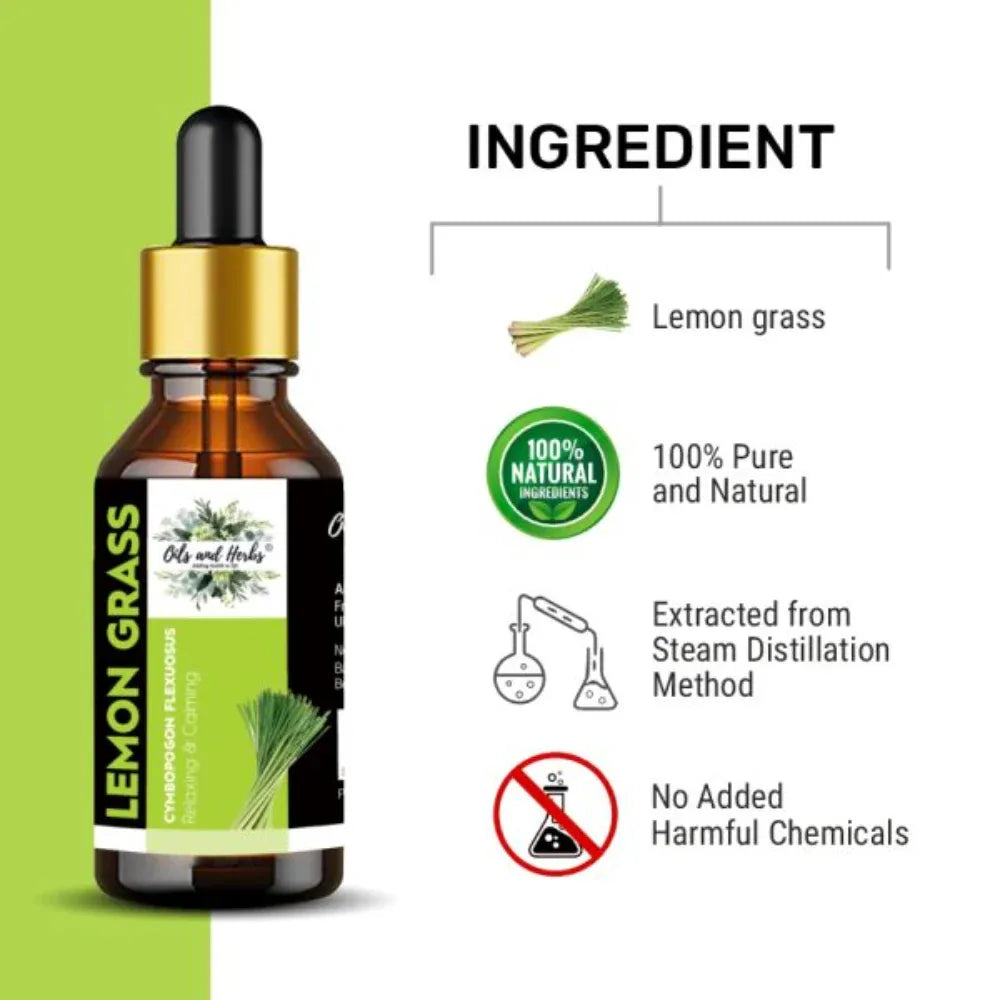 Oils & Herbs – Lemon grass essential oil – 100% Pure and Natural - The Wellness Store®