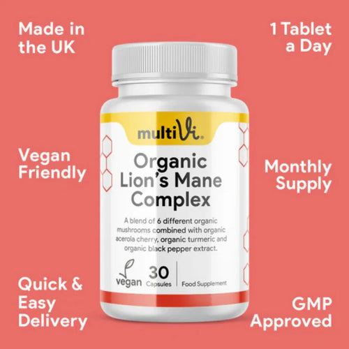 MultiVi - Organic Lion’s Mane Complex with Acerola & Black Pepper - 30 Capsules - The Wellness Store®