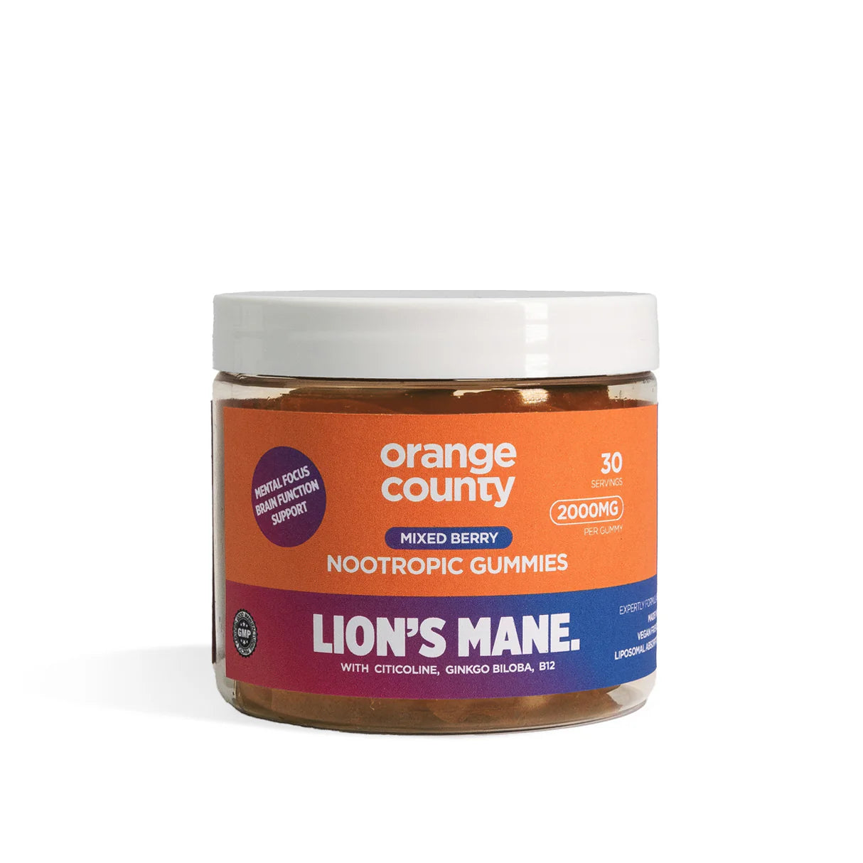 Orange County - Lion’s Mane Cognitive Boost Gummies 2000mg - 30 Servings