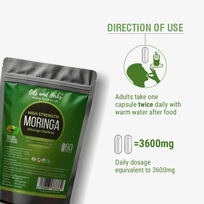 Oils & Herbs – High Strength Moringa Extract Capsules - The Wellness Store®