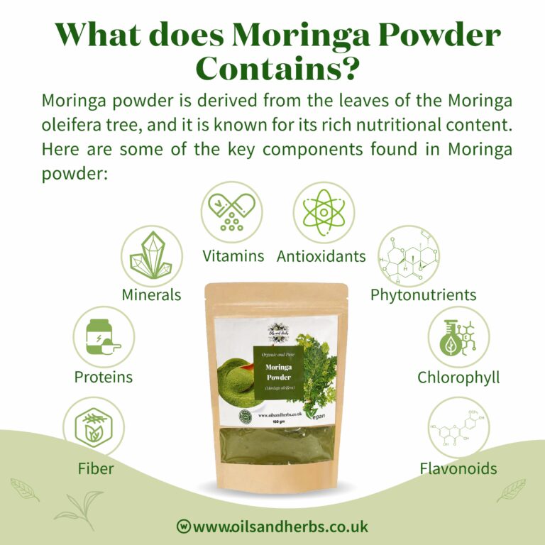 Oils & Herbs - 100% Organic Green Moringa Powder - 100g Powder