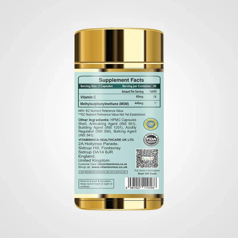 Vitaminnica Methyl Sulphonyl Methane (MSM)- 60 Capsules - The Wellness Store®