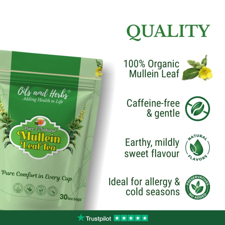 Oils & Herbs - Mullein Tea Herbal Infusion - Pure & Natural Leaves - 30 Tea Bags