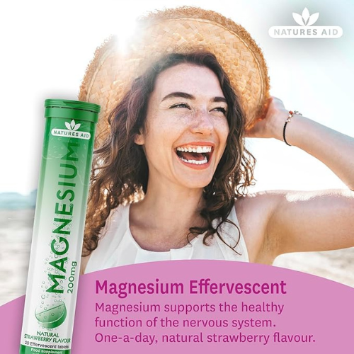 Natures Aid - Magnesium Effervescent Natural Strawberry Flavour - 20 Tablets
